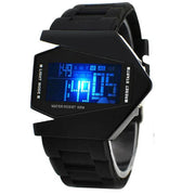 Men's multifunction LED digital watch with multicolor backlight in black