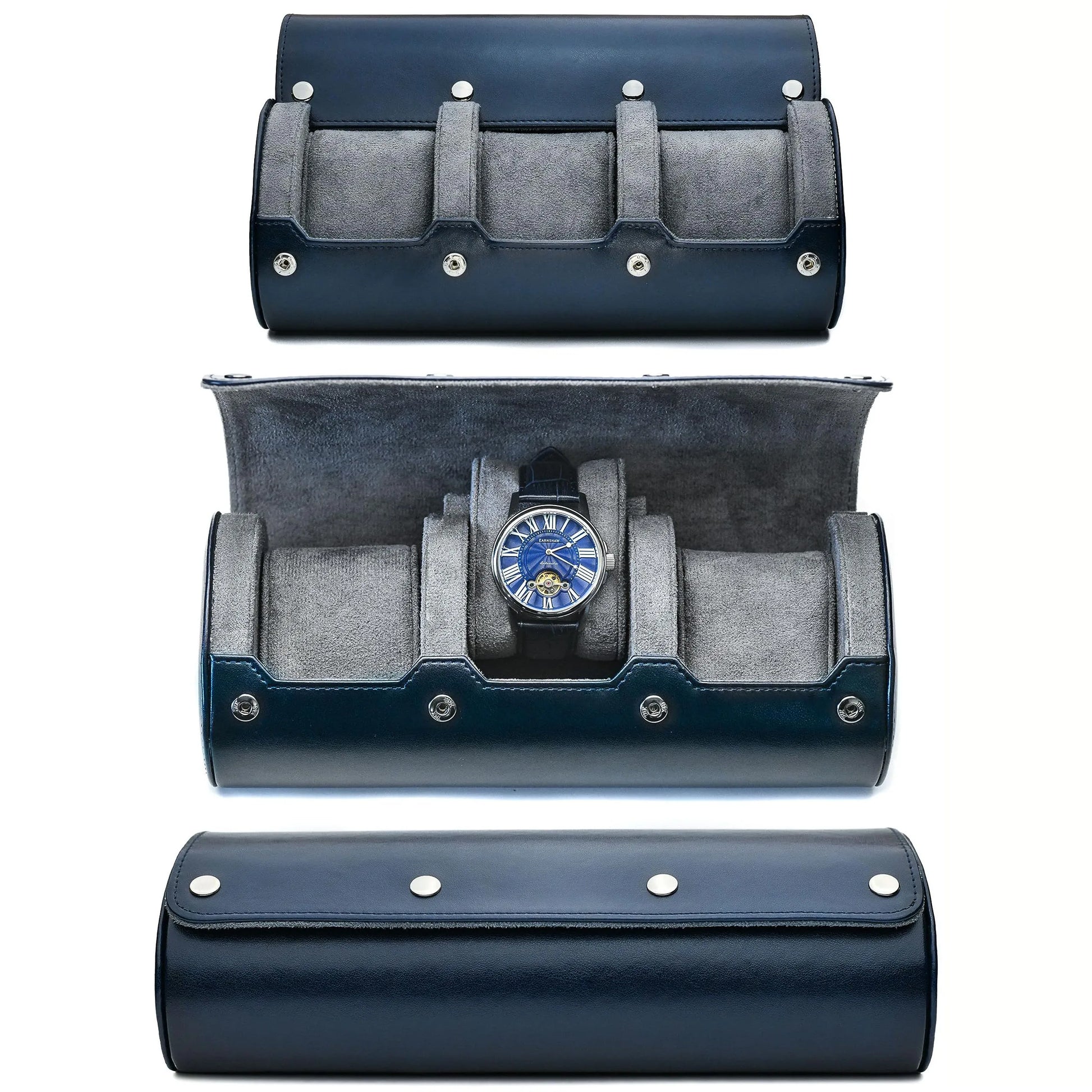 Travel Watch Organizer Roll - PU Leather Case with Multiple Slots