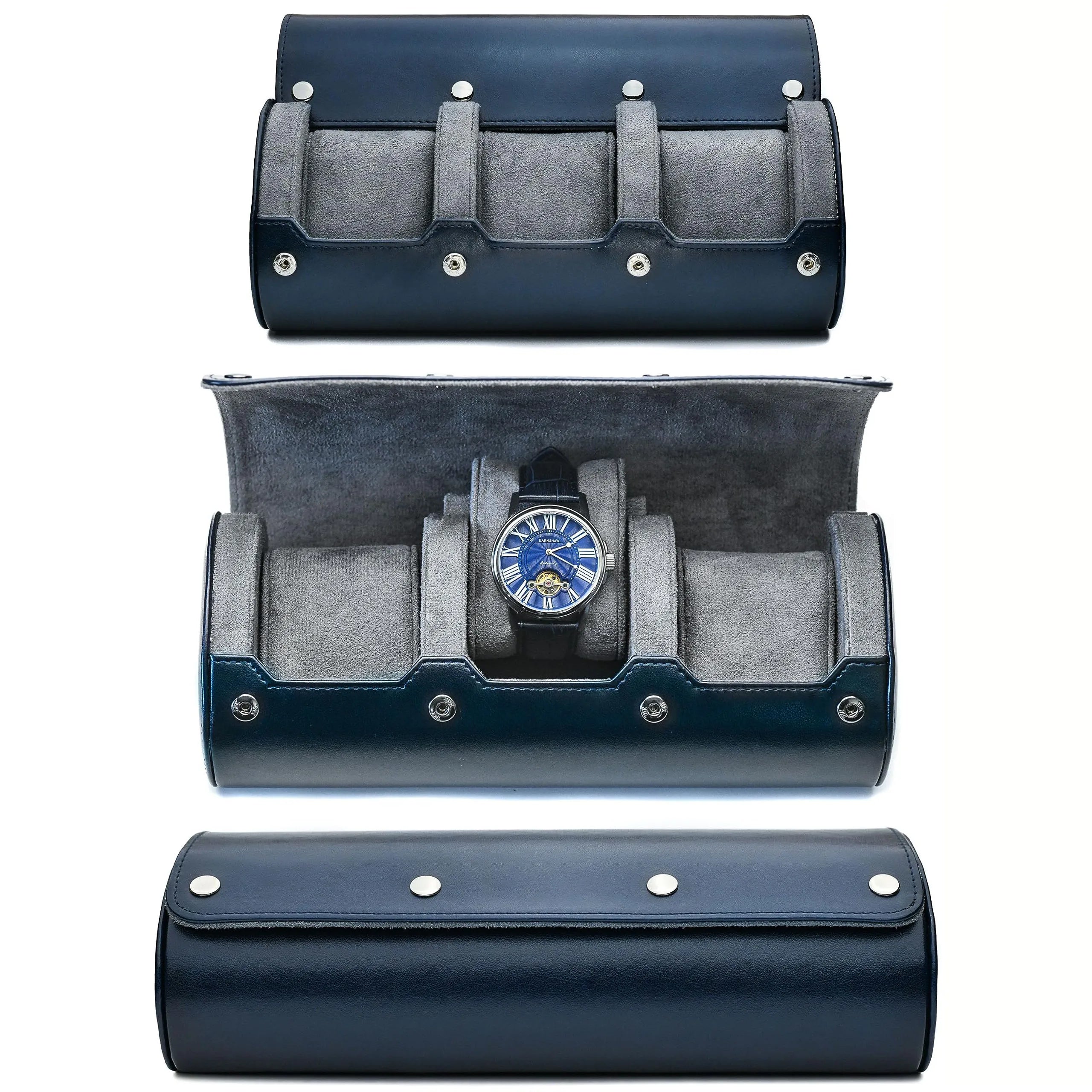 Travel Watch Organizer Roll - PU Leather Case with Multiple Slots
