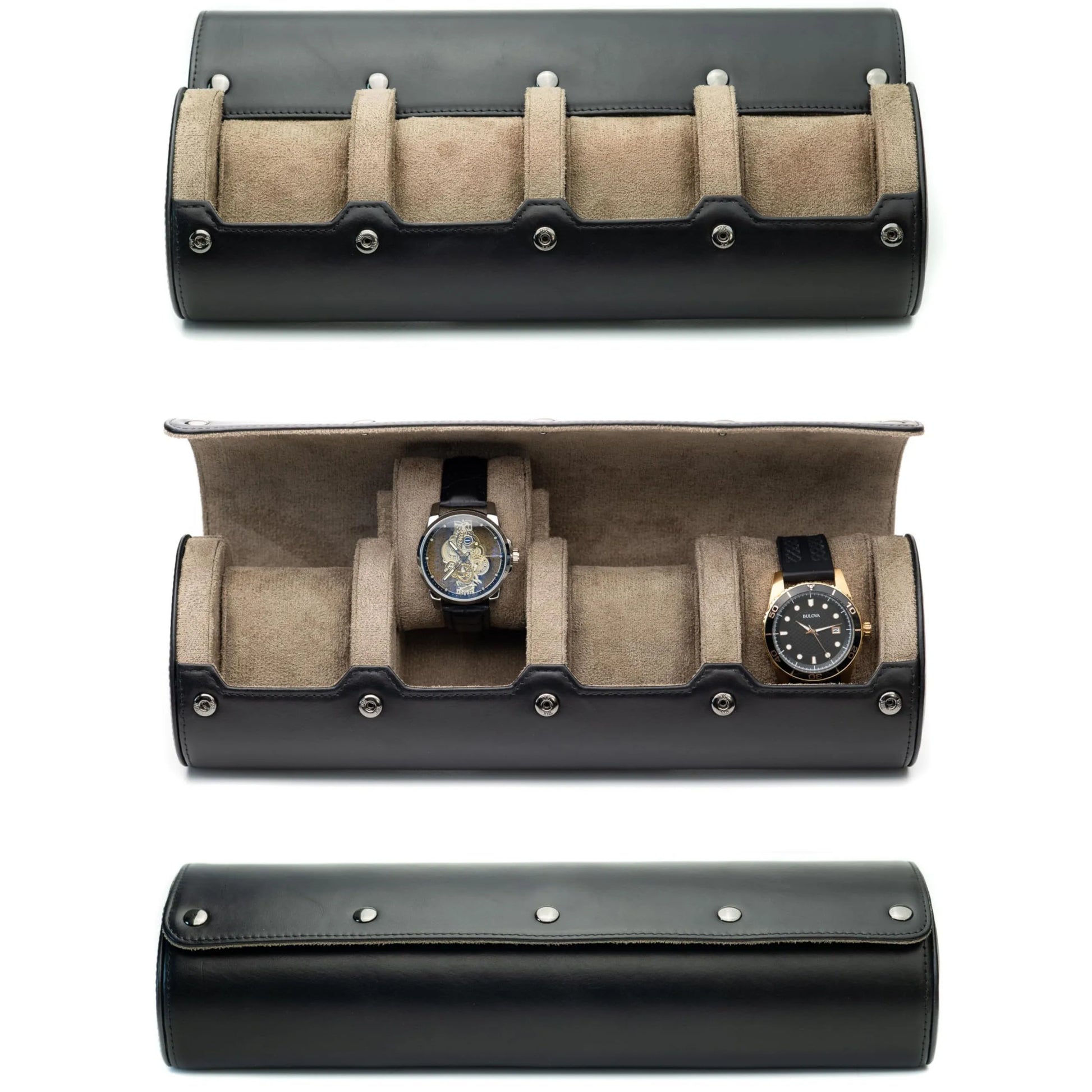 Travel Watch Organizer Roll - PU Leather Case with Multiple Slots