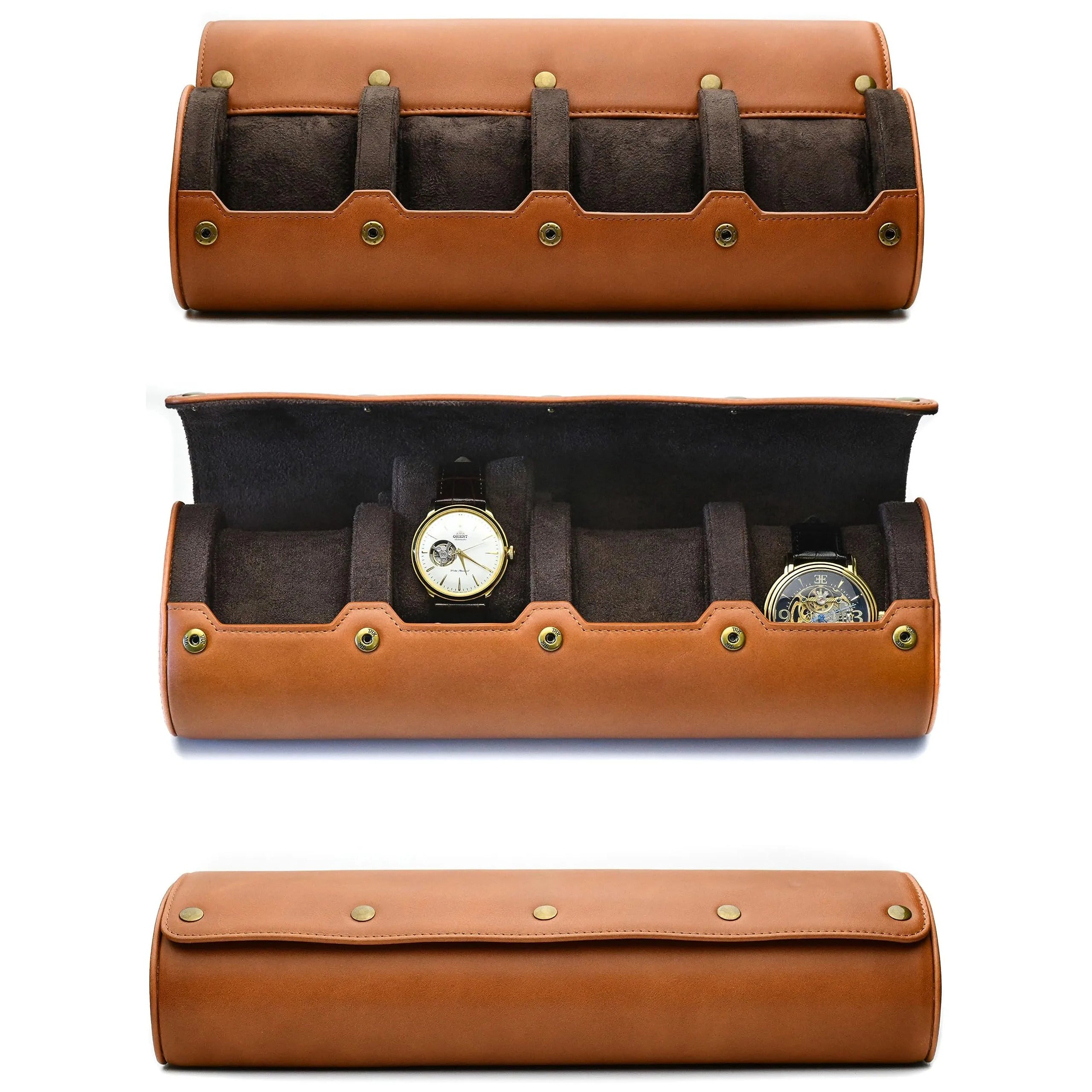Travel Watch Organizer Roll - PU Leather Case with Multiple Slots