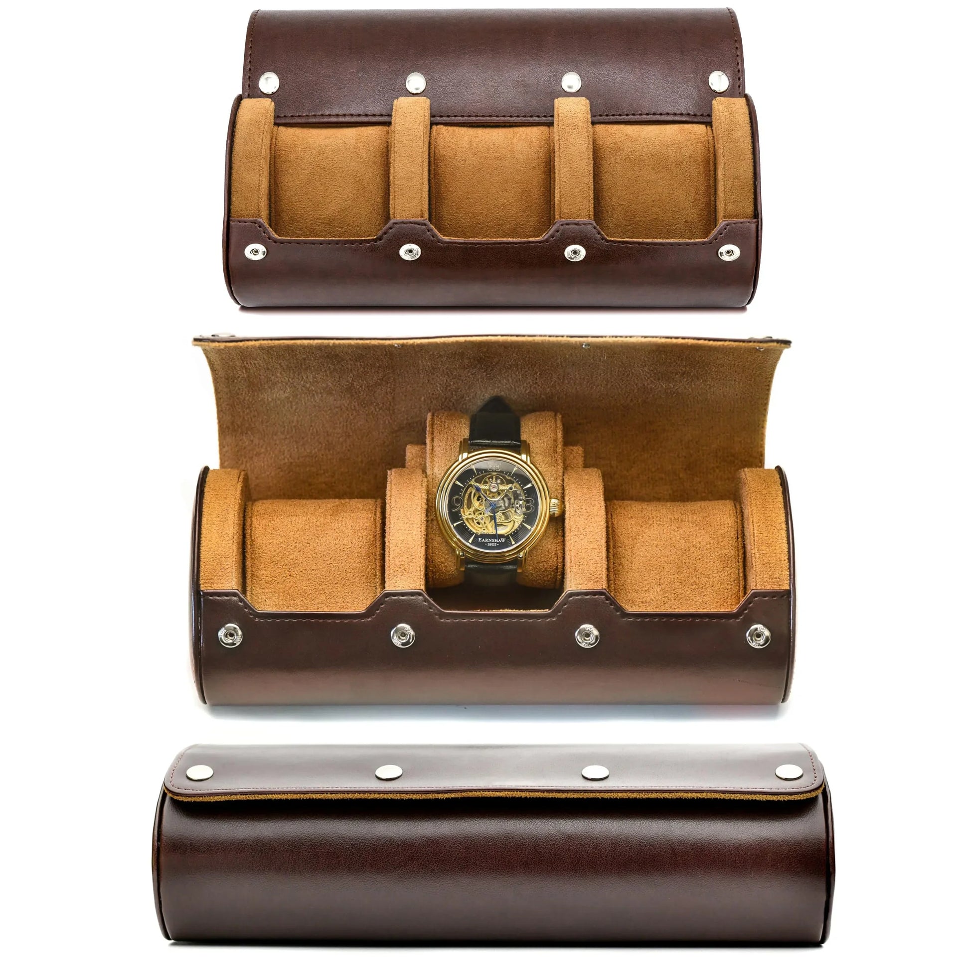 Travel Watch Organizer Roll - PU Leather Case with Multiple Slots