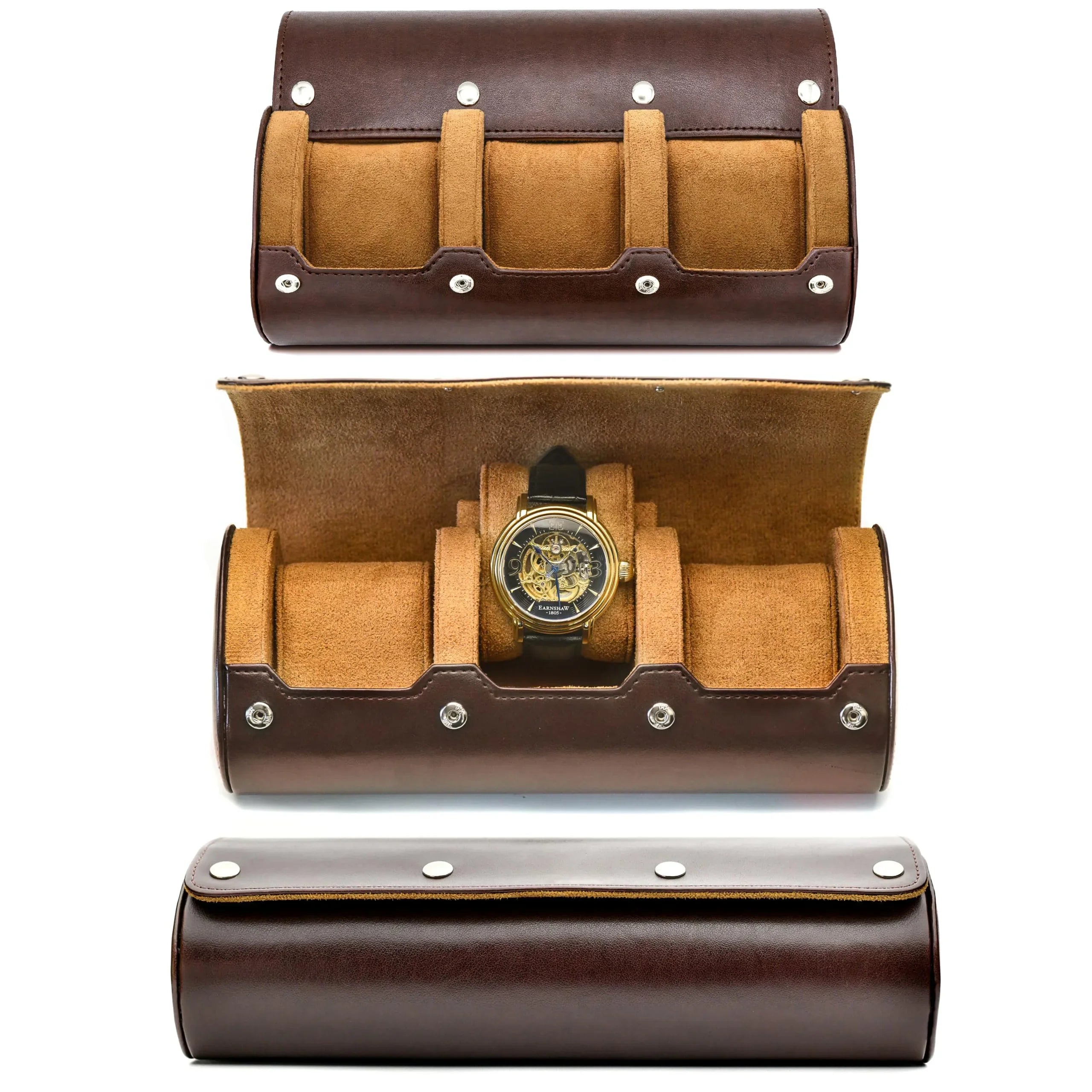 Travel Watch Organizer Roll - PU Leather Case with Multiple Slots
