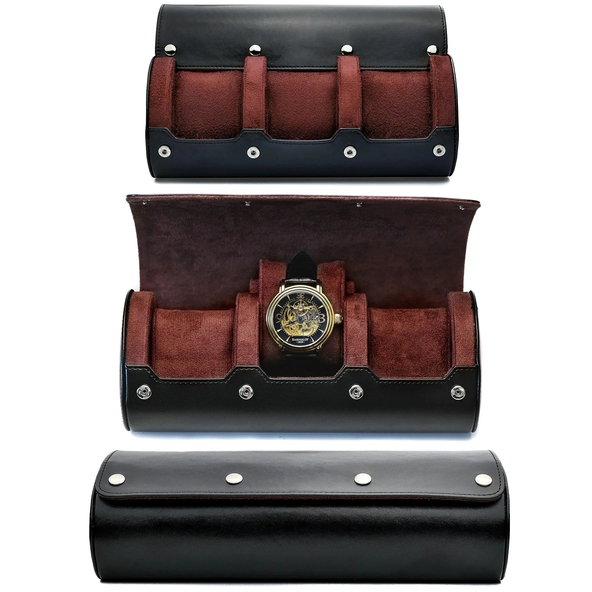 Travel Watch Organizer Roll - PU Leather Case with Multiple Slots