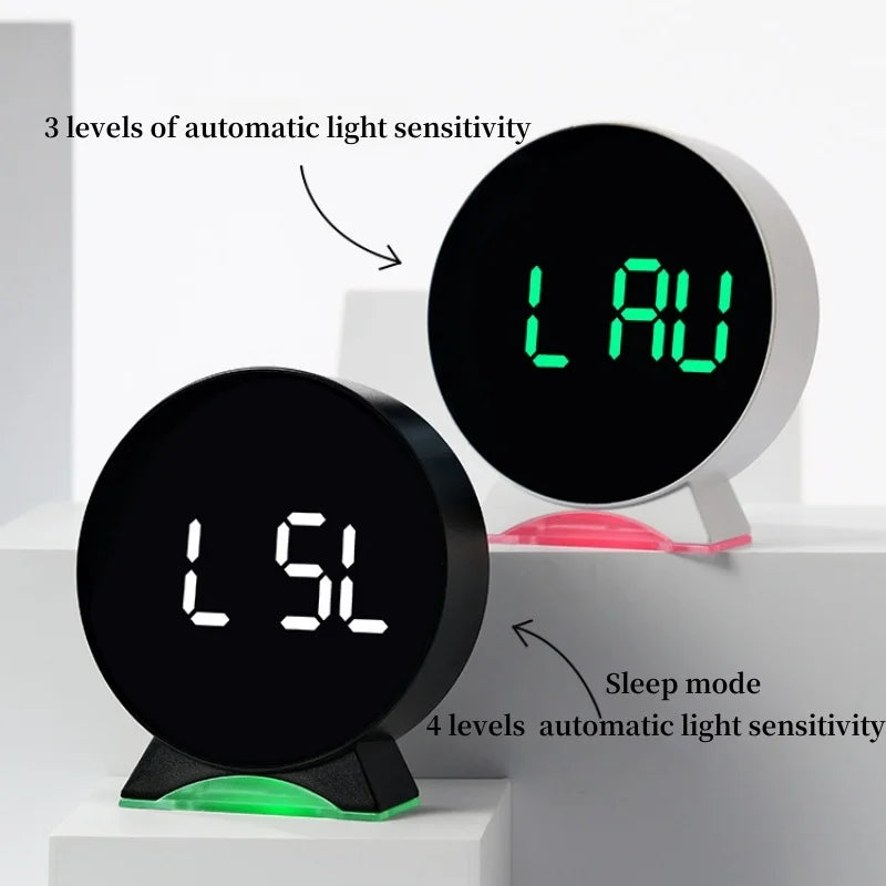Close-up of LED clock display showing seconds and date