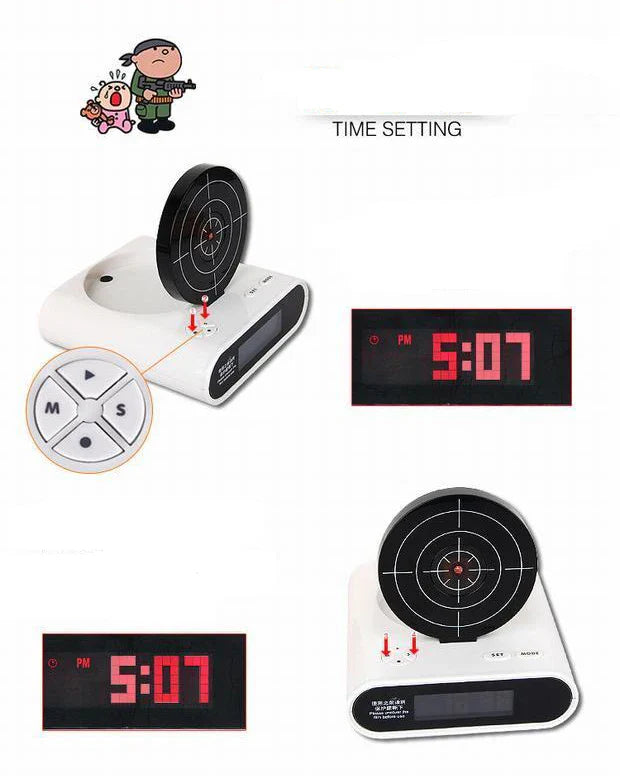 Pistol Target Alarm Clock