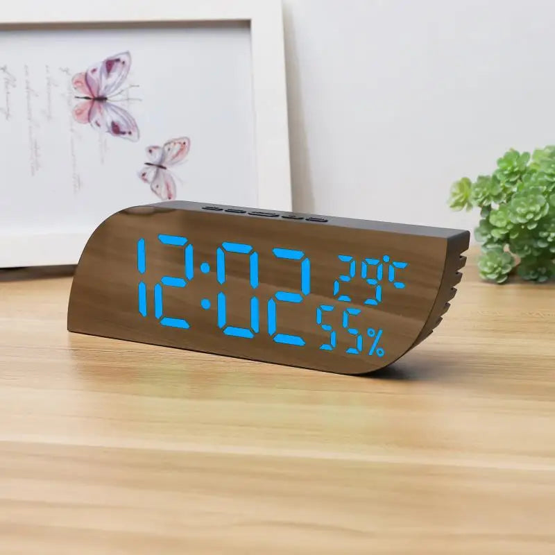 LED alarm clock front view showing bright digital display