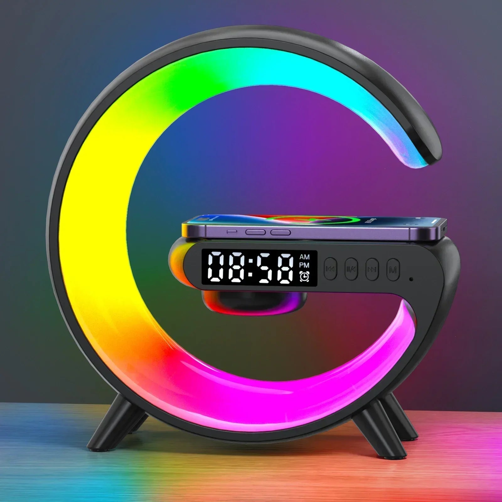 RGB Alarm Clock with Wireless Charger