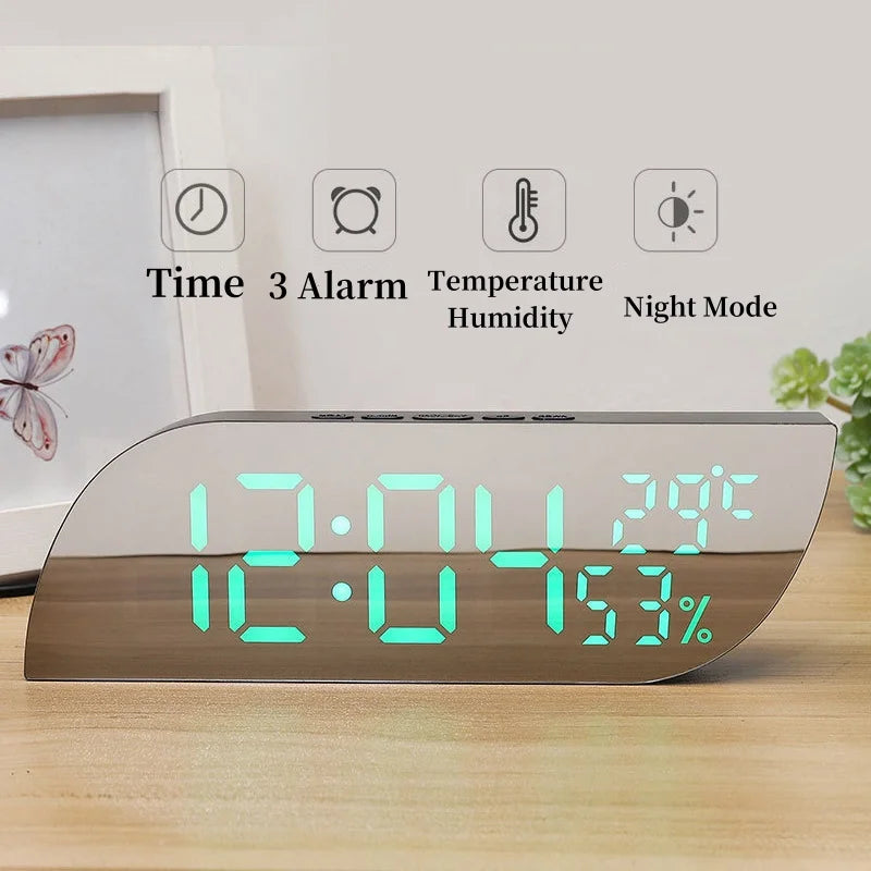 LED Digital Alarm Clock with Temperature and Humidity Display
