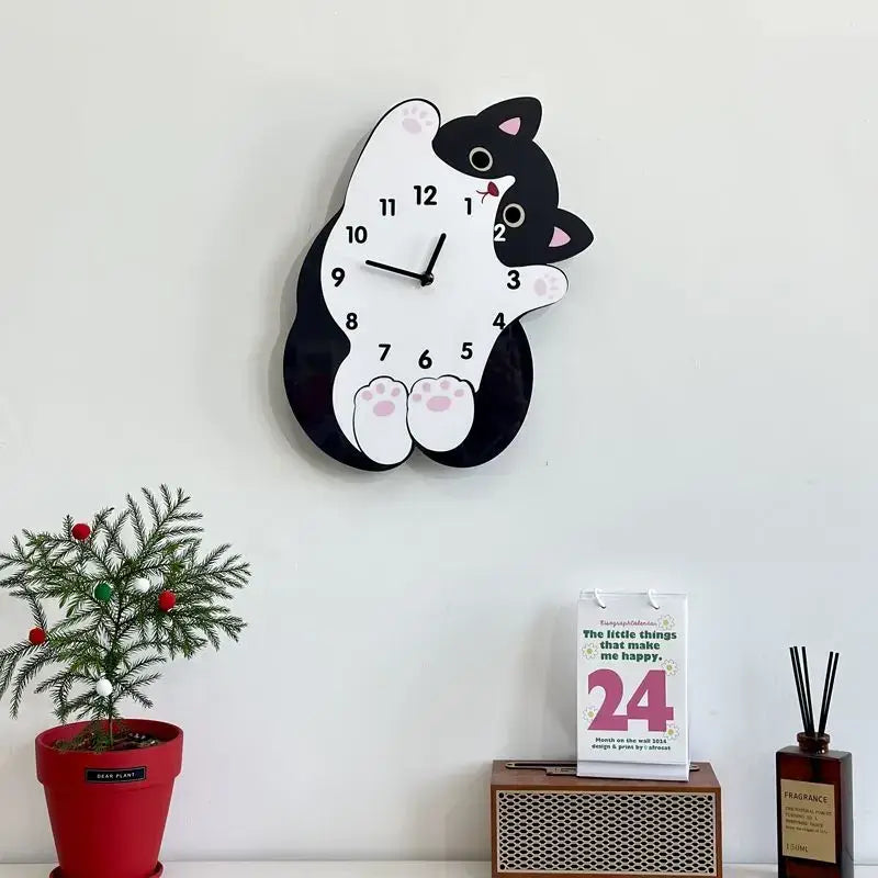 Cute Cat Swing Tail Wall Clock