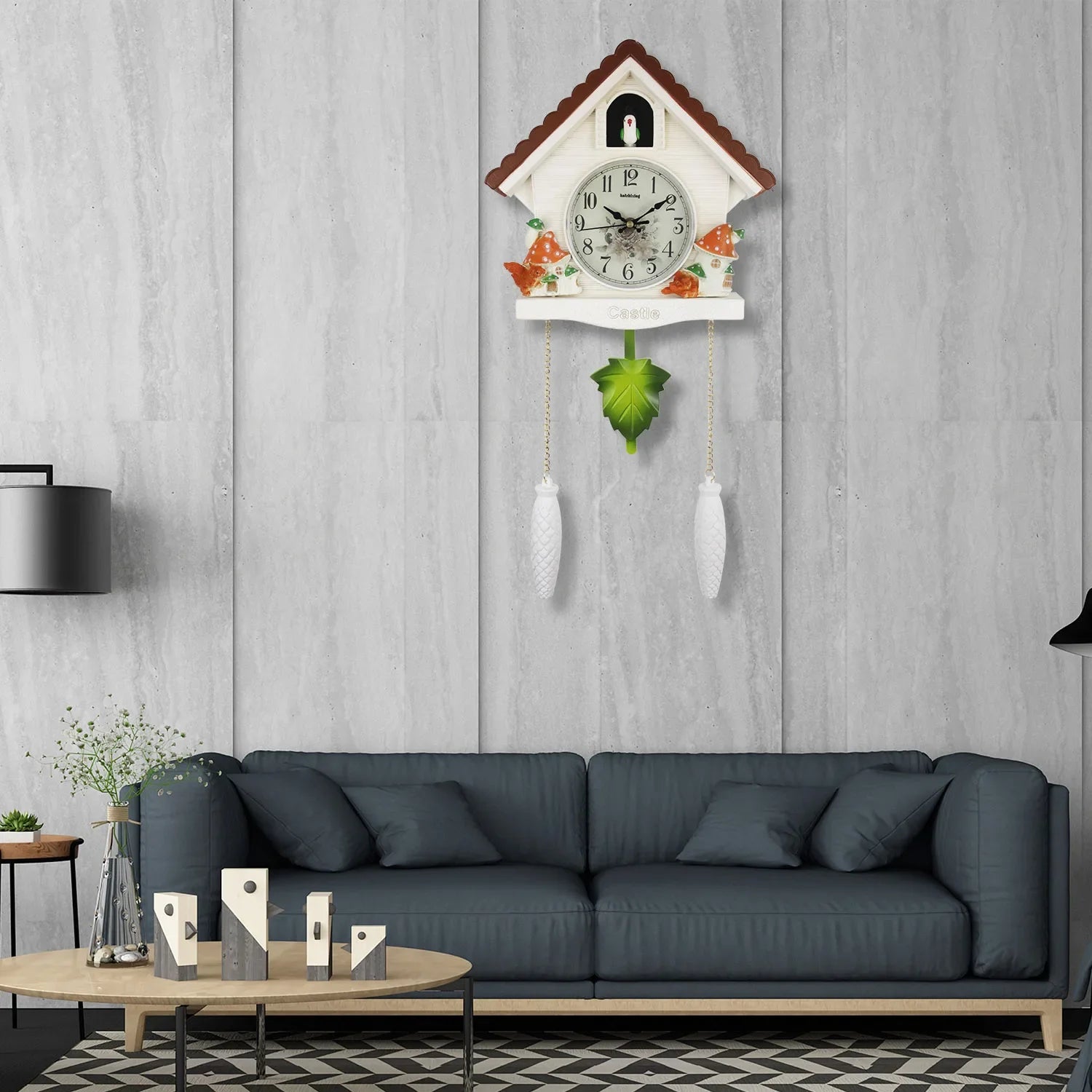 Cuckoo Wall Clock with Pendulum - Treehouse & Animals Design
