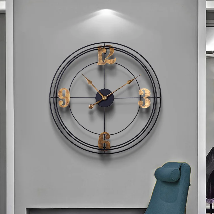 Minimalist Black & Gold Industrial Wall Clock