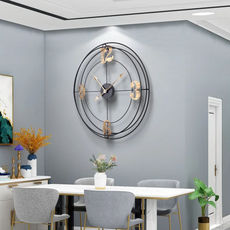 Minimalist Black & Gold Industrial Wall Clock