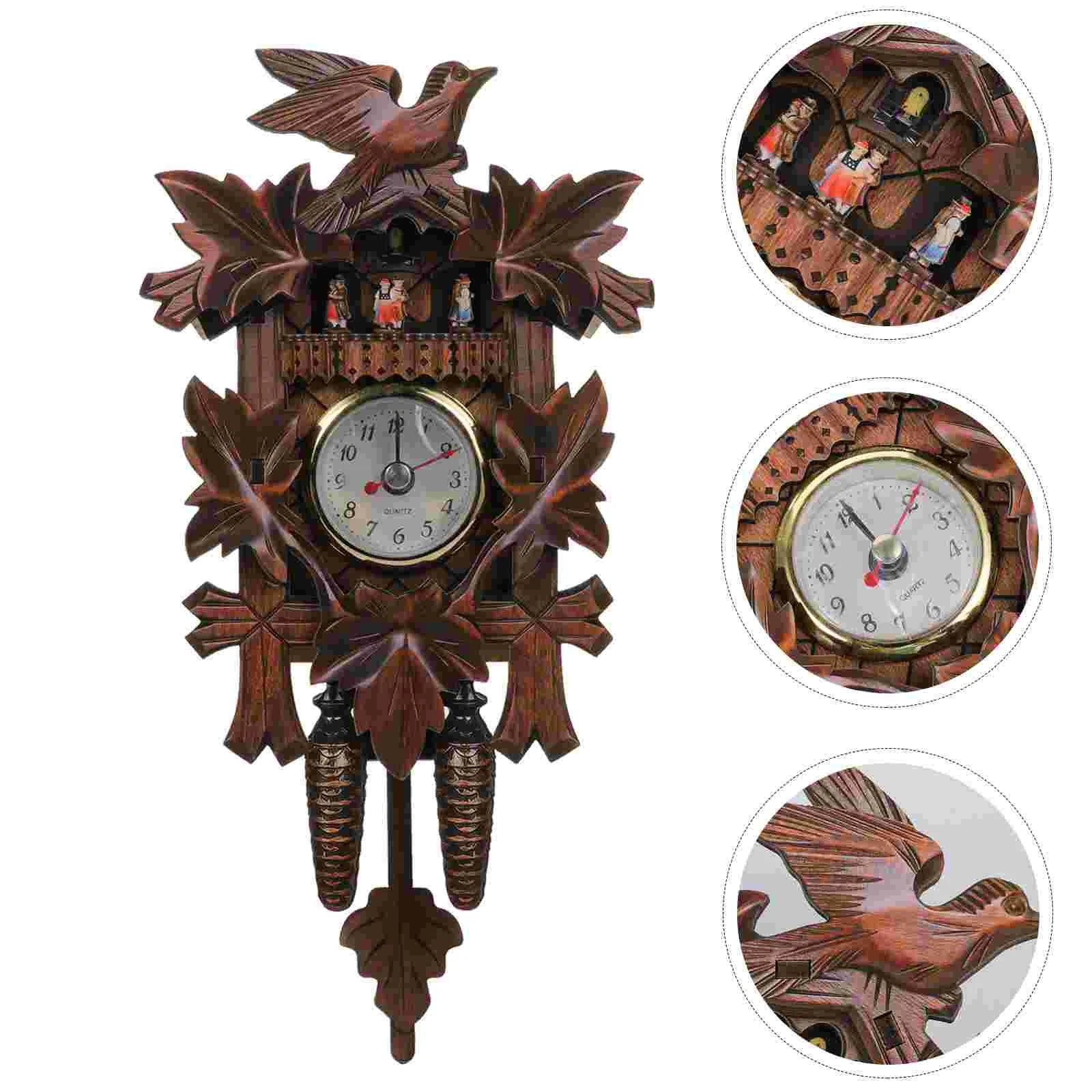 Traditional Wood Cuckoo Clock with Bird