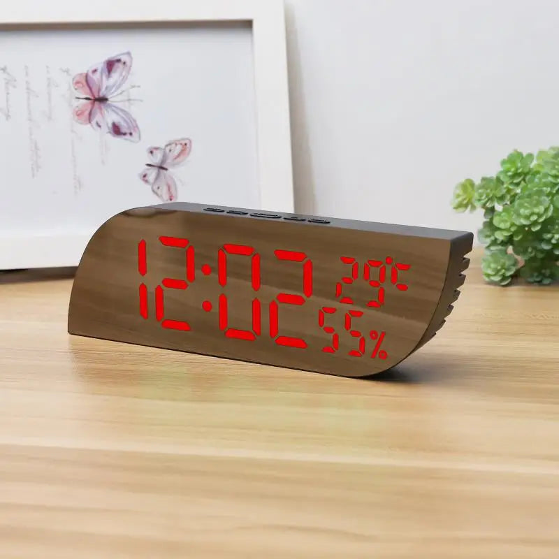 LED Digital Alarm Clock with Temperature and Humidity Display