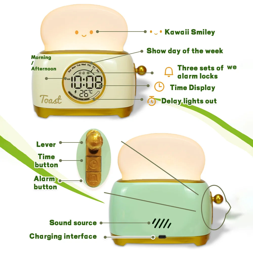 Kids alarm clock USB charging cable and user manual included