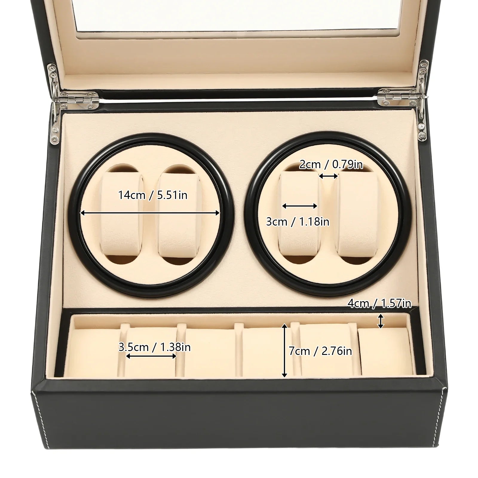 Brown PU leather watch organizer box with automatic rotation feature
