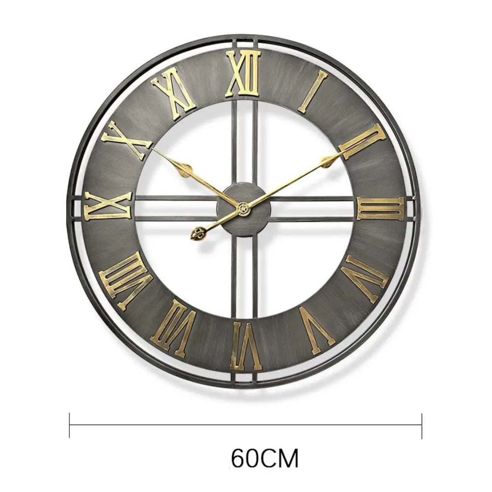 Aged Metal Loft Wall Clock - Industrial Vintage 60 cm