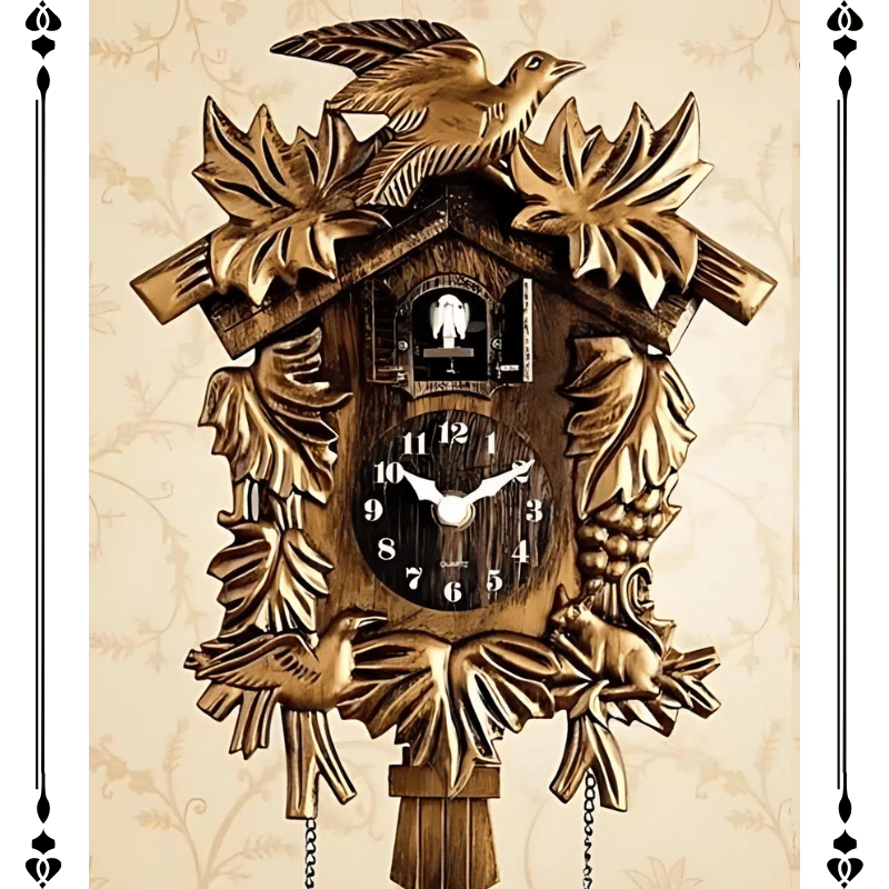 Antique cuckoo clock displayed in a cozy living room setting