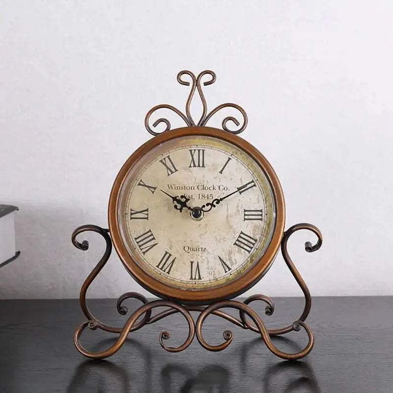 28 cm antique tabletop clock with silent quartz movement