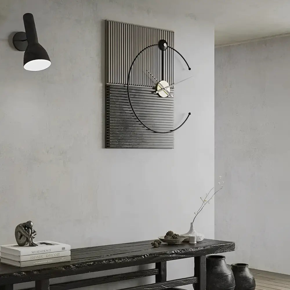 Metal frame detail of architect wall clock minimalist design