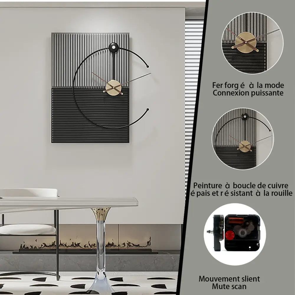 Architect wall clock styled above a sofa in a contemporary living space