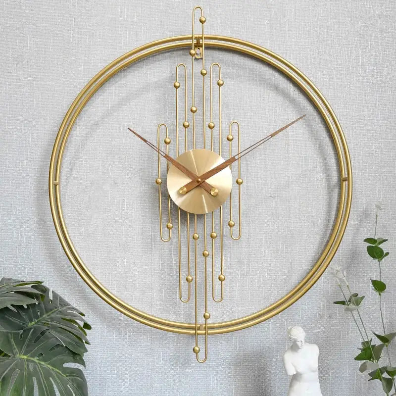 Close-up of minimalist metal clock hands on a clean circular dial