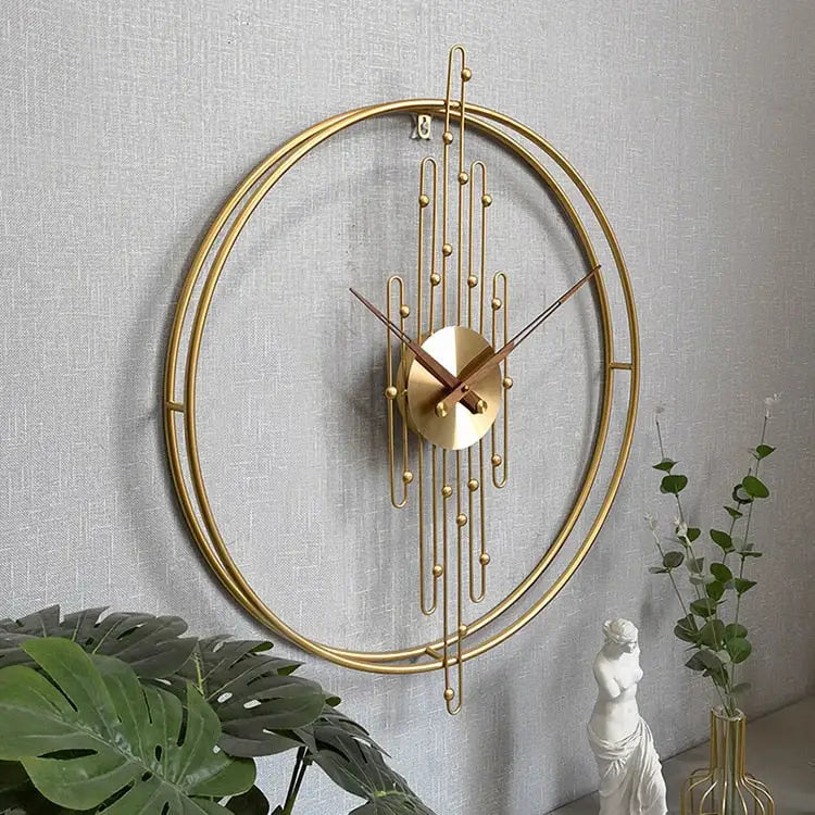 80 cm Art Deco wall clock displayed above a modern sofa