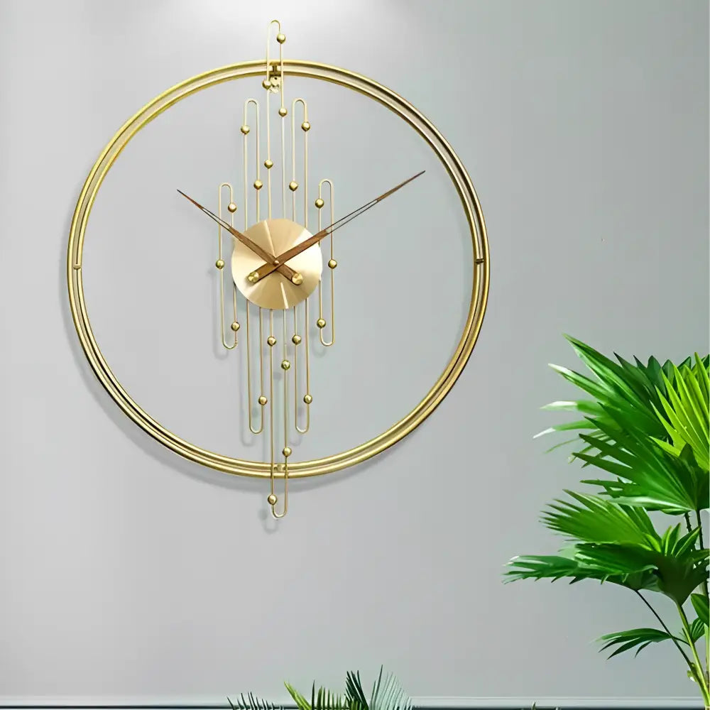 Side profile of round metal wall clock showing slim frame construction