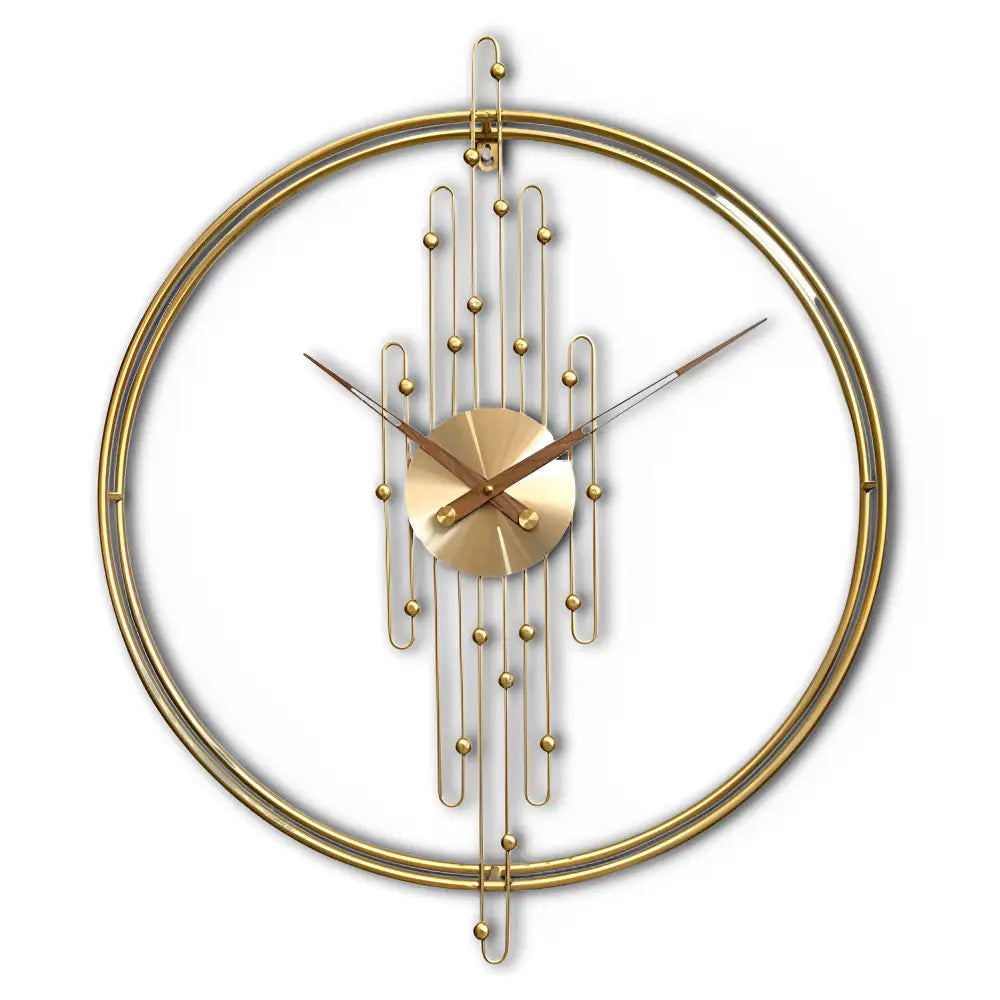 Art Deco Circle Wall Clock - Silent Metal No-Number Dial