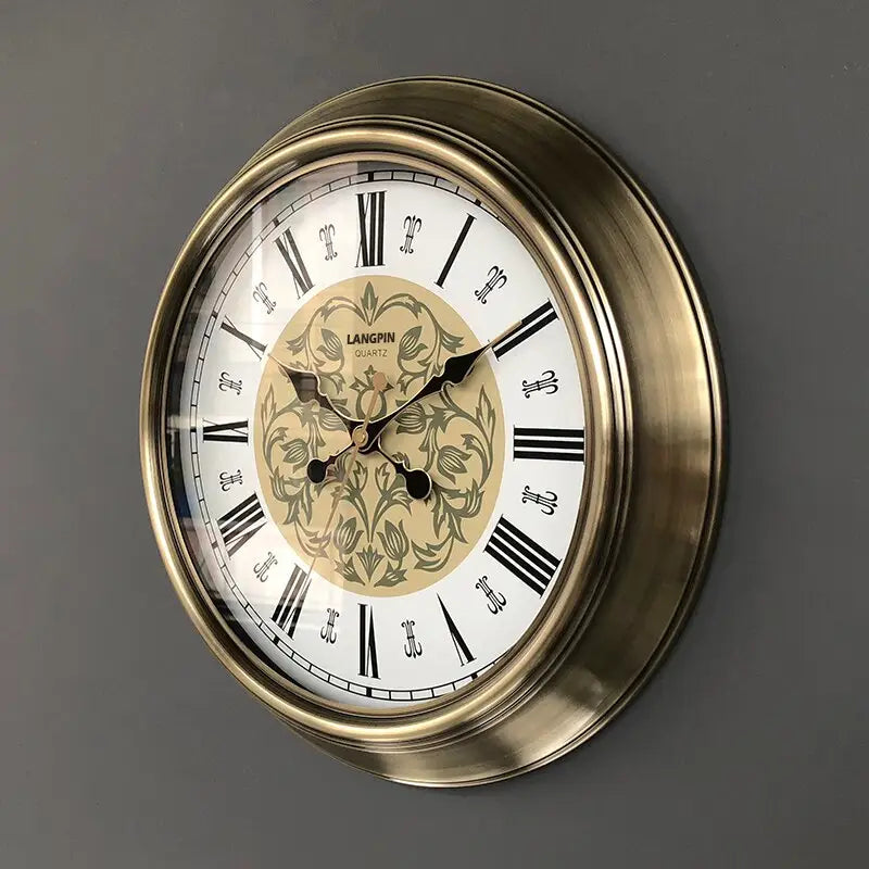 Baroque Antique Wall Clock - Silent Metal 45 cm