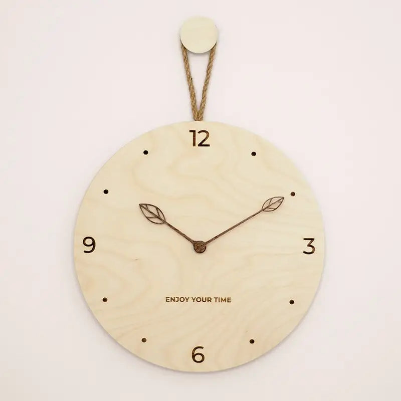 30 cm black style birch plywood wall clock close-up detail