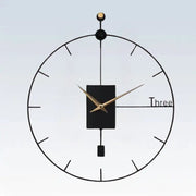 Black minimalist metal wall clock with geometric circular frame