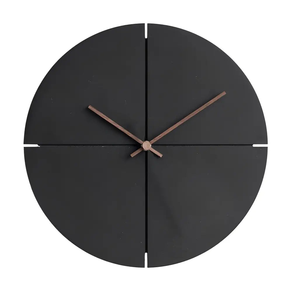 Black bamboo wall clock hanging in a modern living room