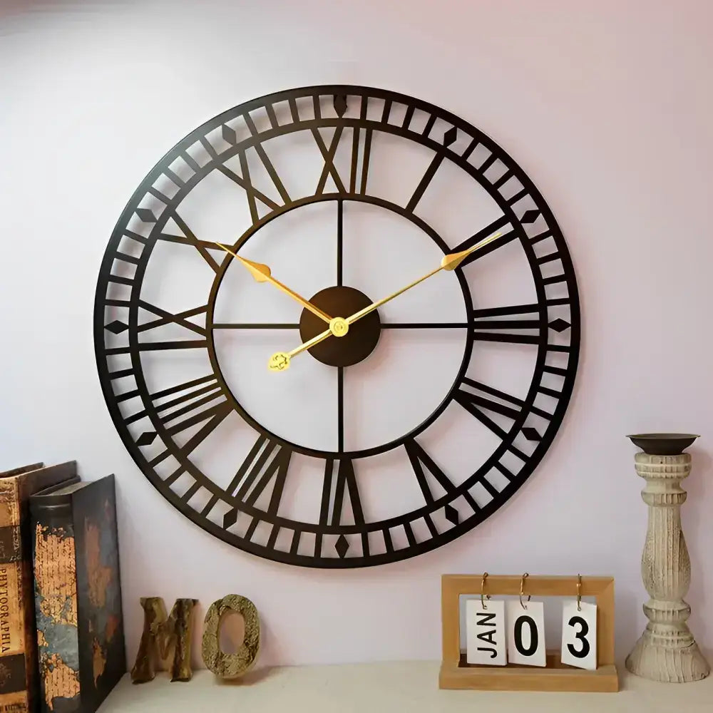 Black Roman Numeral Wall Clock - wall clock