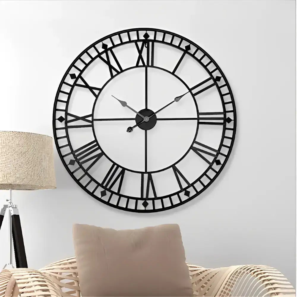 Black Roman Numeral Wall Clock - wall clock