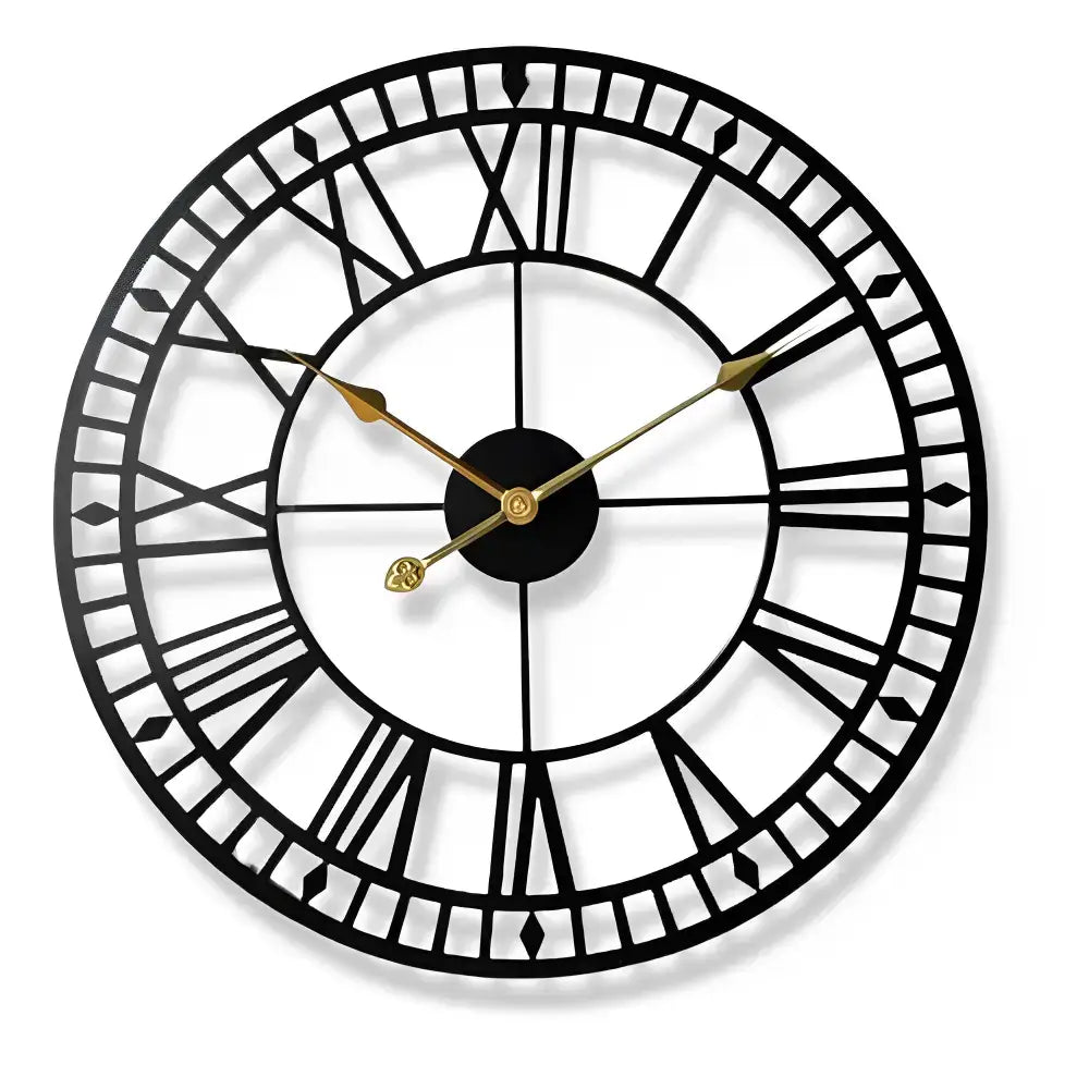 Black Roman Numeral Wall Clock - Aiguilles Dorée - wall clock