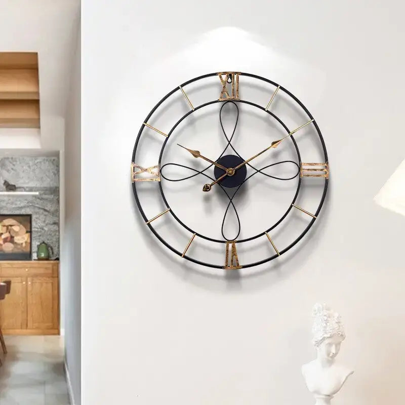 Black Roman Wall Clock with Curves - wall clock