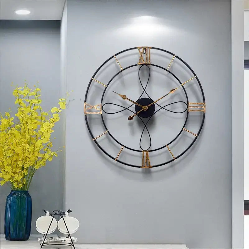Black Roman Wall Clock with Curves - wall clock