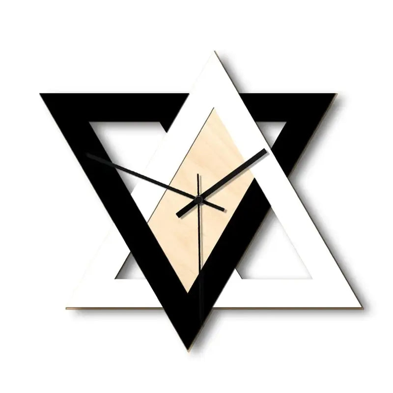 Black and White Triangle Wall Clock - Modern Geometric Design