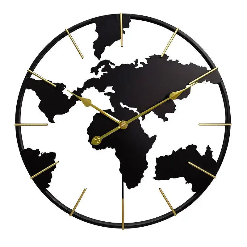 Black World Map Wall Clock - wall clock