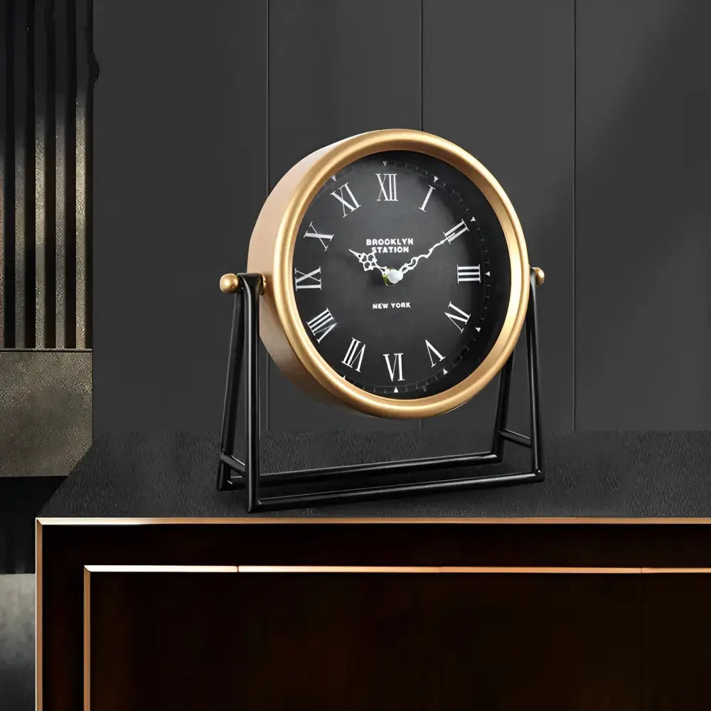Brooklyn Station desk clock showing analog hands and Roman numeral dial