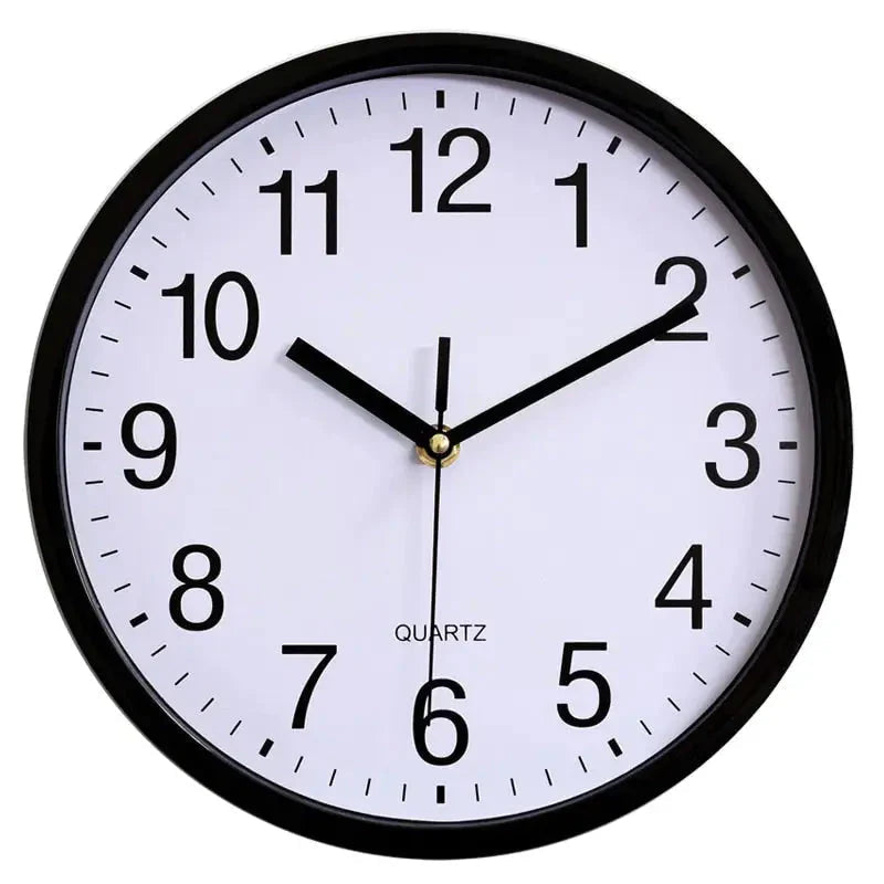 Side view of lightweight plastic wall clock body in white finish