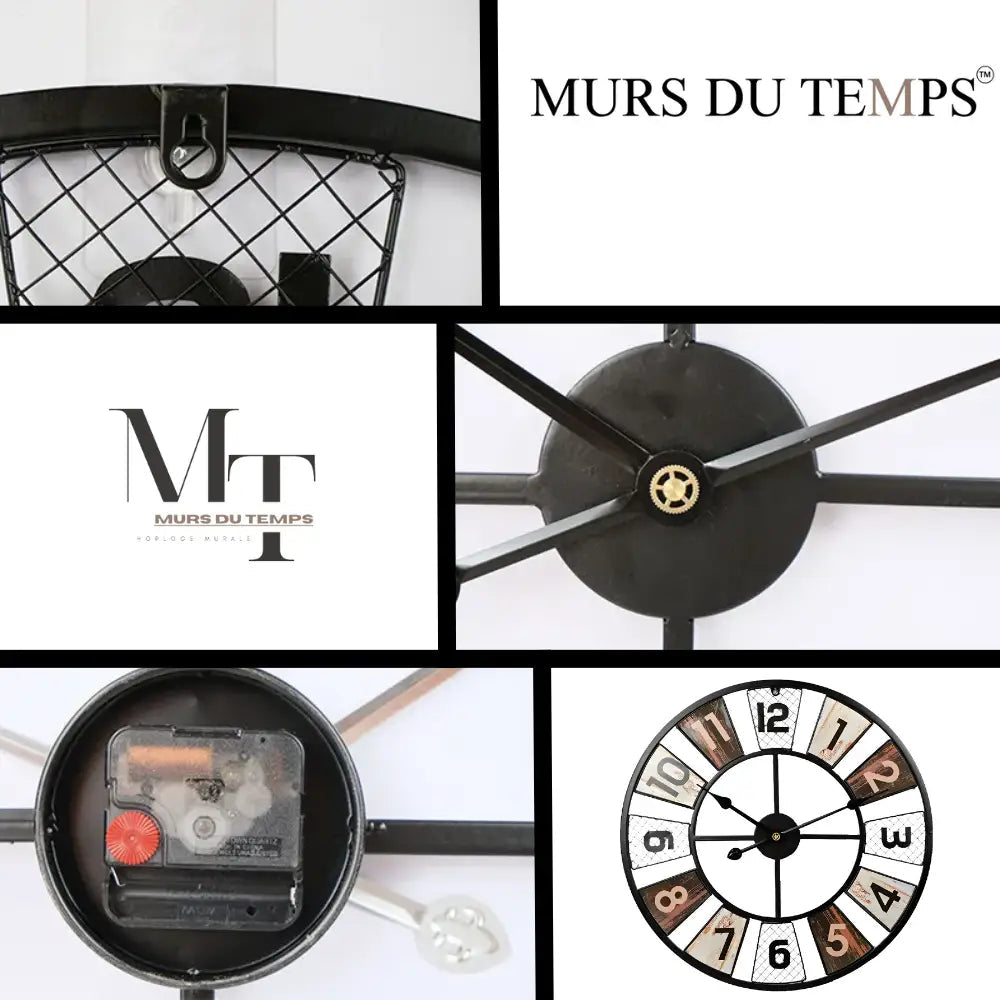 Colorful Industrial Wall Clock - Retro Circular Metal Design