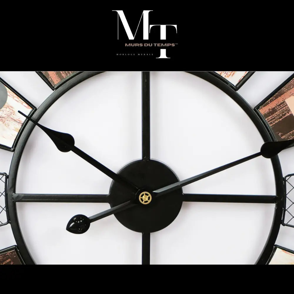 Colorful Industrial Wall Clock - Retro Circular Metal Design