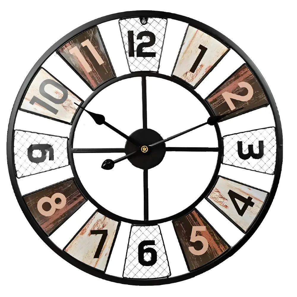 Colorful Industrial Wall Clock - Retro Circular Metal Design