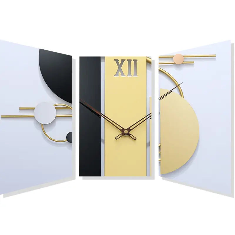 Contemporary Luxury Metal Wall Clock - 100 x 50 cm Geometric
