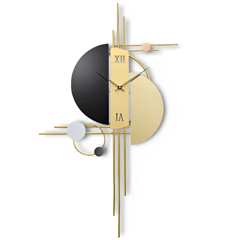 Contemporary Luxury Metal Wall Clock - 100 x 50 cm Geometric