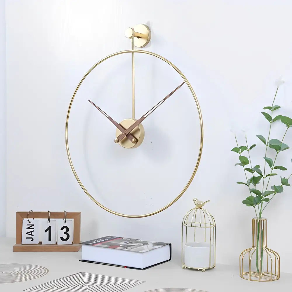Silent quartz crossed circle wall clock in black and gold finish options
