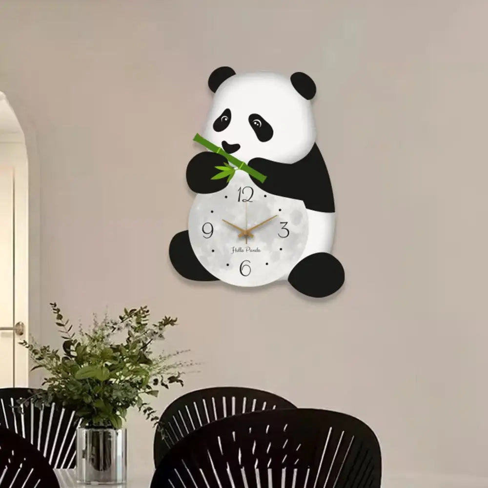 Cute Panda Wall Clock - Black White